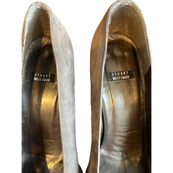 Stuart Weitzman Classic Gray Suede Heels Pumps 8 - Picture 4 of 9